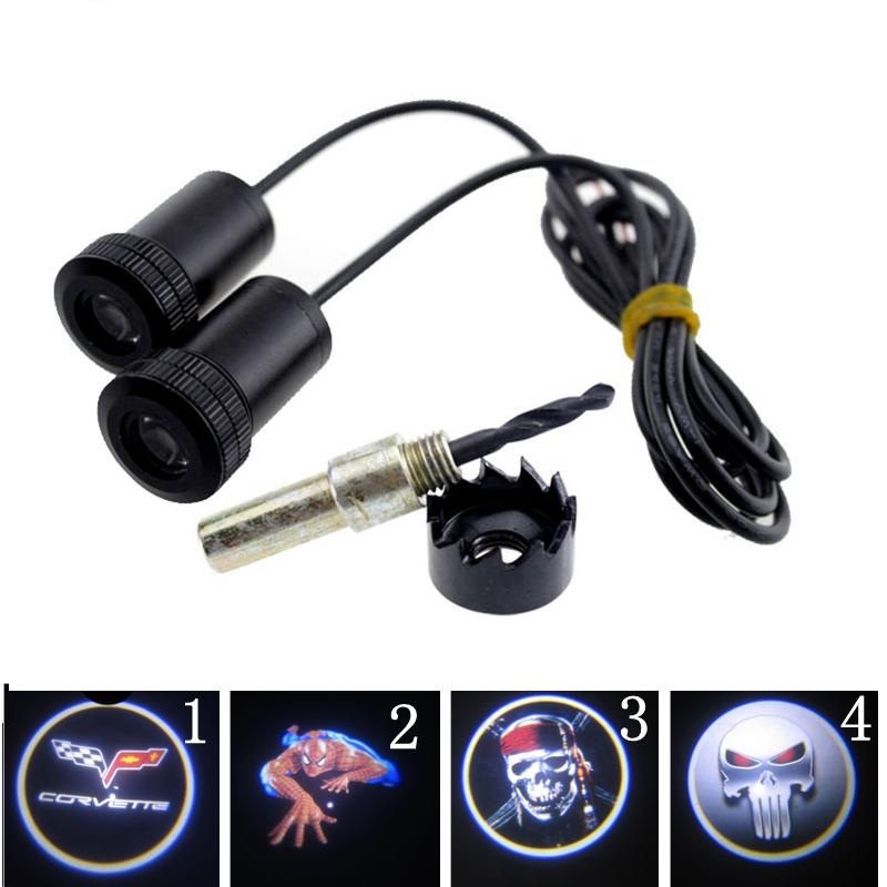 

Car Door Light Laser Welcome Ghost Shadow Projector Logo For CORVETTE LED Emergency Lights, As pic