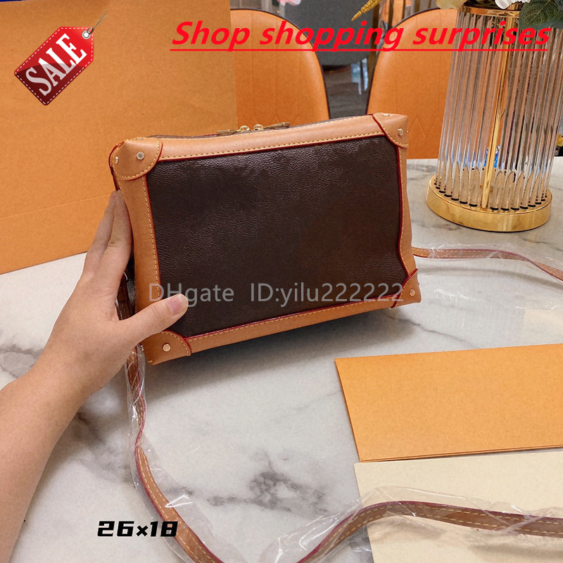 

202SS Popular money Fashion high quality Lou vdeng women's bag retro luxury designer original leather messenger double shoulder zipper portable woman beauty suit, Split