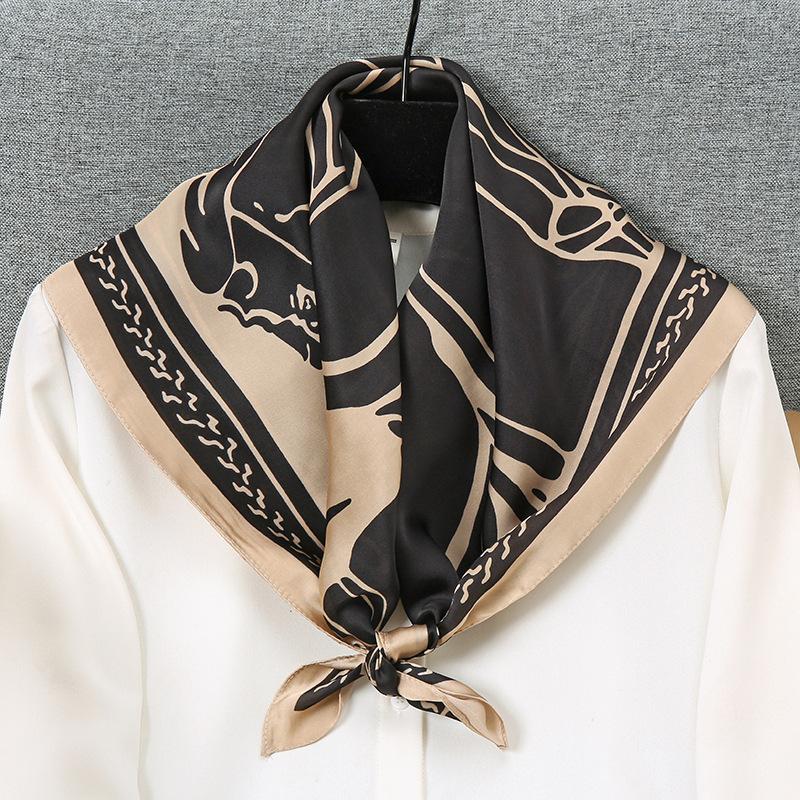 

Scarves 2022 70x70 French Vintage Knight Horse Print Square Scarf Women's Fashion Luxury Headscarf Bib Bandana Turban Hijab, Blue;gray