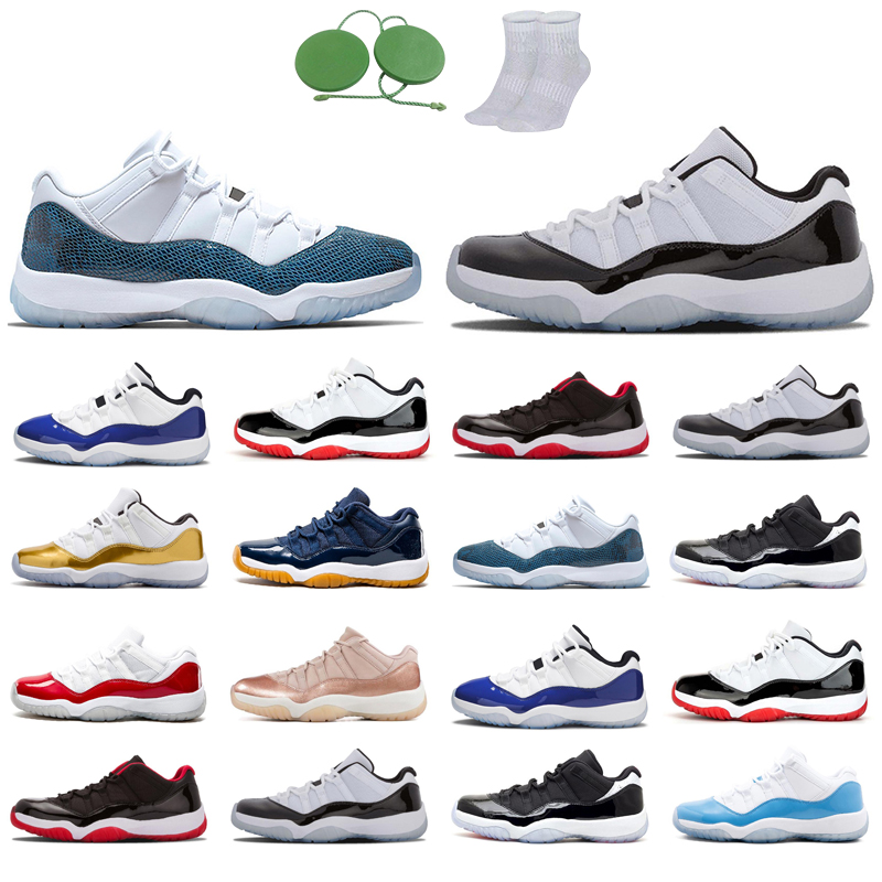 

11s low man basketball shoes fashion Bred Concord Cool University Blue Varsity Red Rose Gold white Closing Ceremony Navy gum Snakeskin trainers outdoors Sports, Bred low