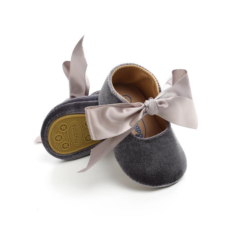 

First Walkers Baby Shoes Girls Toddler Non-slip Flat Soft-sole Cotton Rubber Princess Butterfly-knot Infant 0-18m Shoe Lovely
