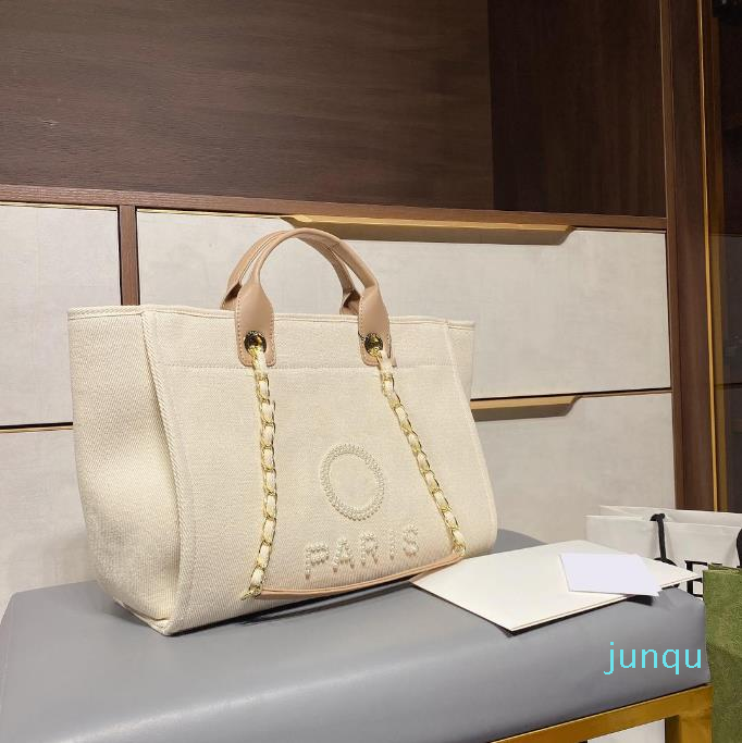 

2021 Luxury Designer bag Canvas Pearl Tote Handbags Shoulder Shopping Messenger Bags for Women High Capacity Bag with dust bag