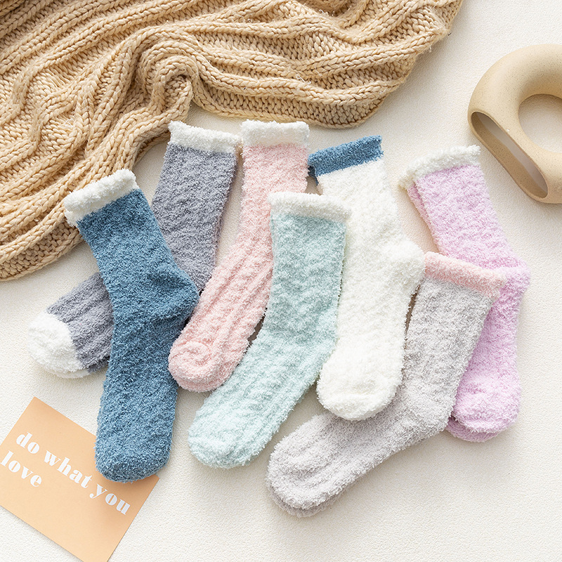 

Women Thick Winter Warm Socks Fluffy Fuzzy Floor Sleep Kawaii Socks Colorful Cute Thermal White Soft Velvet Nylon Sock, Pink