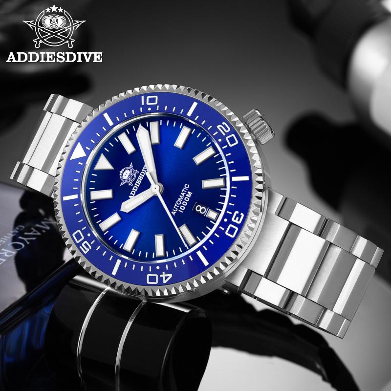 

Wristwatches Addies Dive Men NH35 Automatic Watch Sapphire BGW9 Blue Luminous Stainless Steel Strap Ceramic Bezel 1000m Diver Watches, Steel c