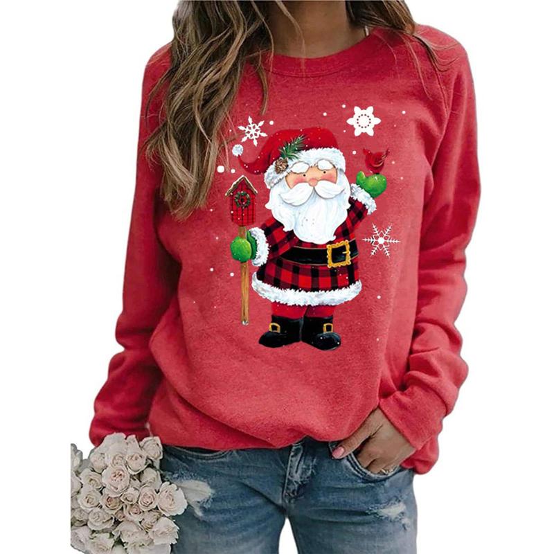 

Women's Vests 40#Women Hoodies Casual Christmas Santa Claus Printed Long Sleeve Sweatshirt Elegant Autumn Pullover Warm Shirts Top, Black;white