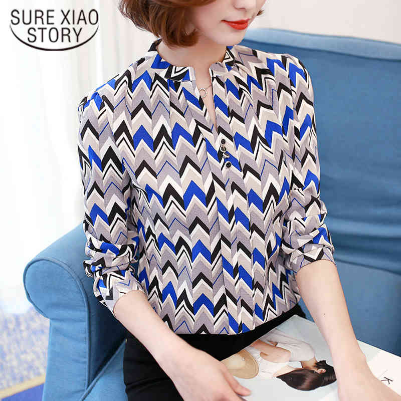 

Work Wear Office Tops Women Shirt Yellow Floral Bow Tie Pattern Geometric Print Blouse Clothes Autumn 00A 30 210521, 006 coffee