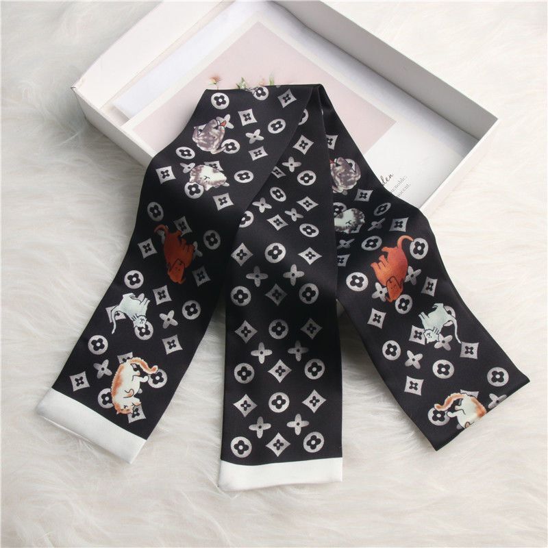 

kyhfjfyjg Mix Design Magic Hand Bag Scarves Women Small Silk Scarf kerchief Belt Neckerchief Printing Handle Bag Ribbon Female Women Scarves & Wraps
