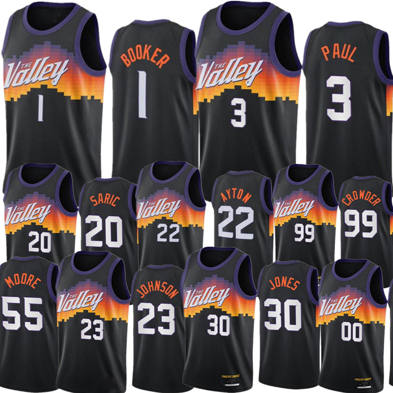 

Suns Men Chris Paul Devin Booker Basketball Jerseys DeAndre Ayton Top 2021 Swingman City Jersey Black Uniform Crowder Saric Bridges Jalen Smith Johnson Carter Wear, Colour 1