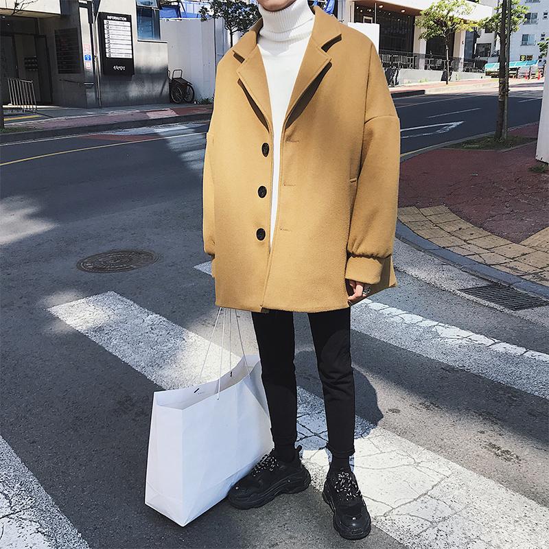 

Men' Trench Coats Men Long Section Wool Black / Khaki -3XL Windbreaker Autumn Loose Wild Korean Version Of The Trend Winter Coat