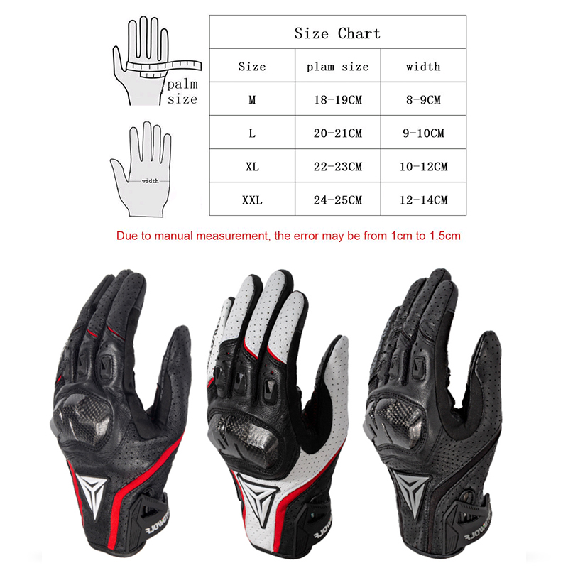 

Motorcycle Gloves Breathable Leather Touchscreen Full Finger Seasons Gloves with Carbon Fiber Hard Knuckle Anti-fall Protectg