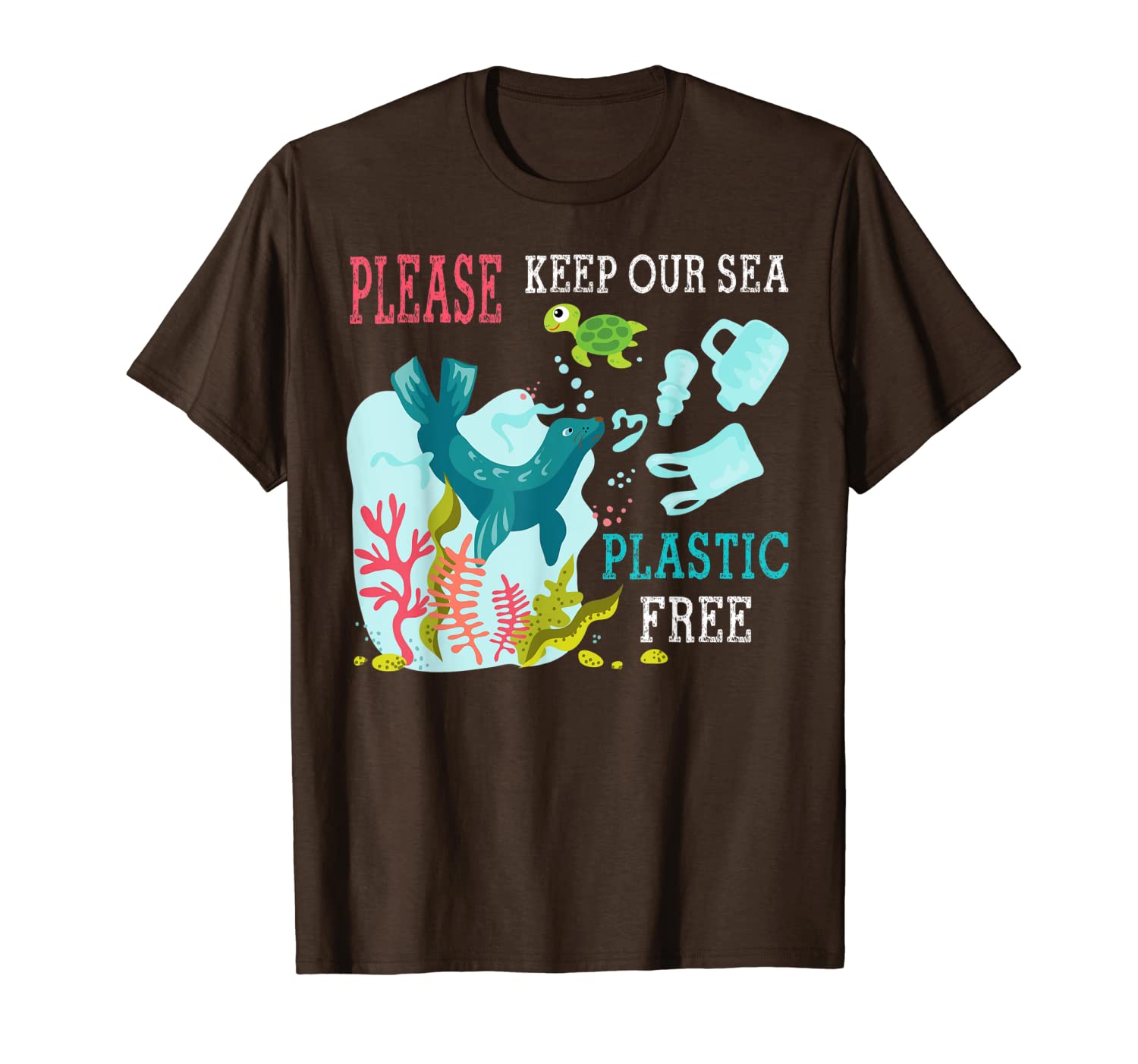

please keep our sea plastic t-shirt, White;black