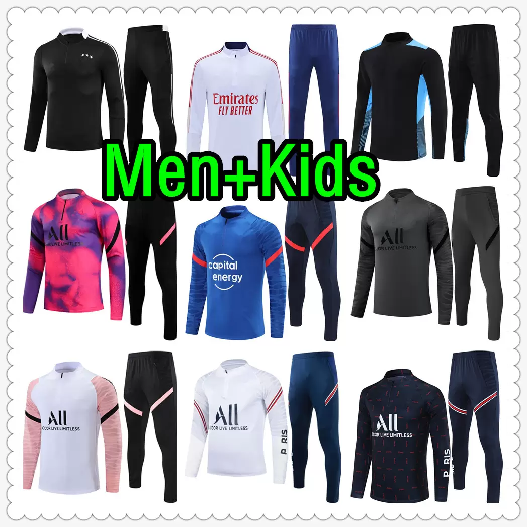 

Mens and kids kit soccer tracksuit jerseys 2122 football jersey training jacket pants chandal futbol survetement foot maillot de retro player version