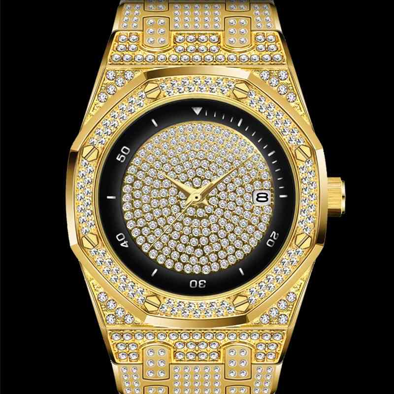 

Luxury Fully Diamond Waterproof Quartz Men's Watches 2020 gold Steel Strap WristWatch New Ice Out watches for men montre