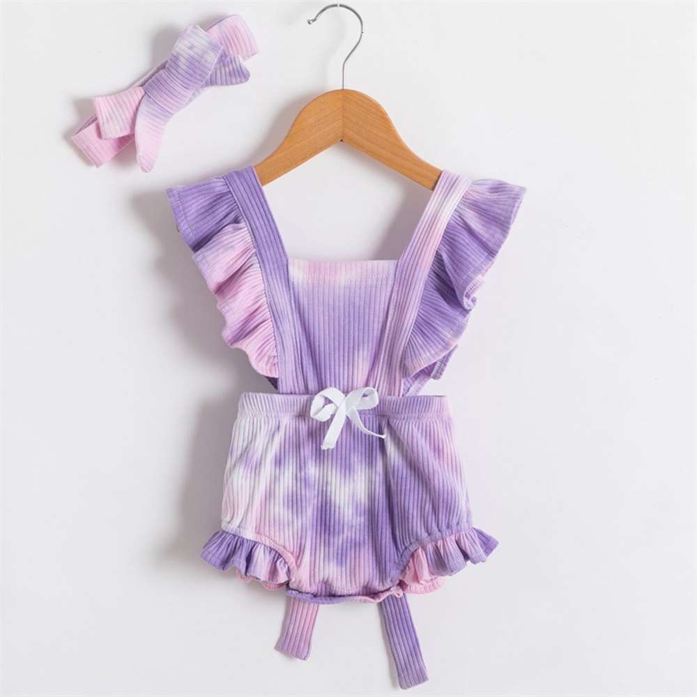 

Summer candy Pullover creeping suit baby girl purple pants children's wear, White