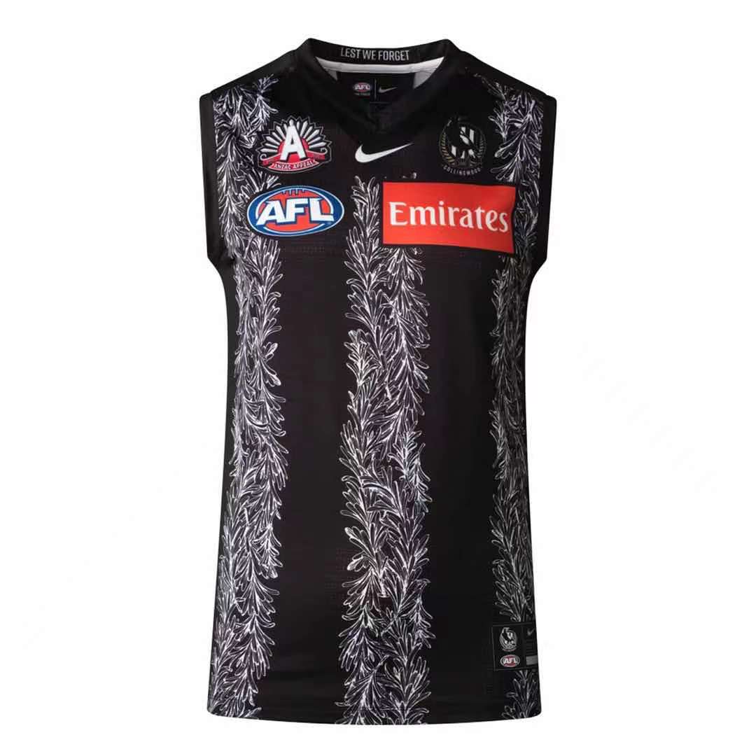 

2021 Collingwood magpies Guernsey Home/Away Rugby Jersey size S-XL-3XL, Black