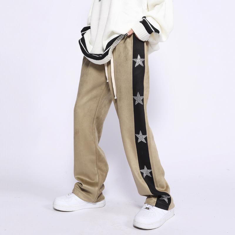 

Men' Pants Eukaaru Streetwear Hip Hop Oversized Mens High Street Straight Casual Sweatpants Trousers Japanese Fashion, Black