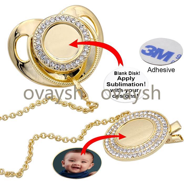 

Customize Sublimation Bling Pacifier with Clip Necklace Crystals Party Favor For Baby Keepsake Brithday Gift