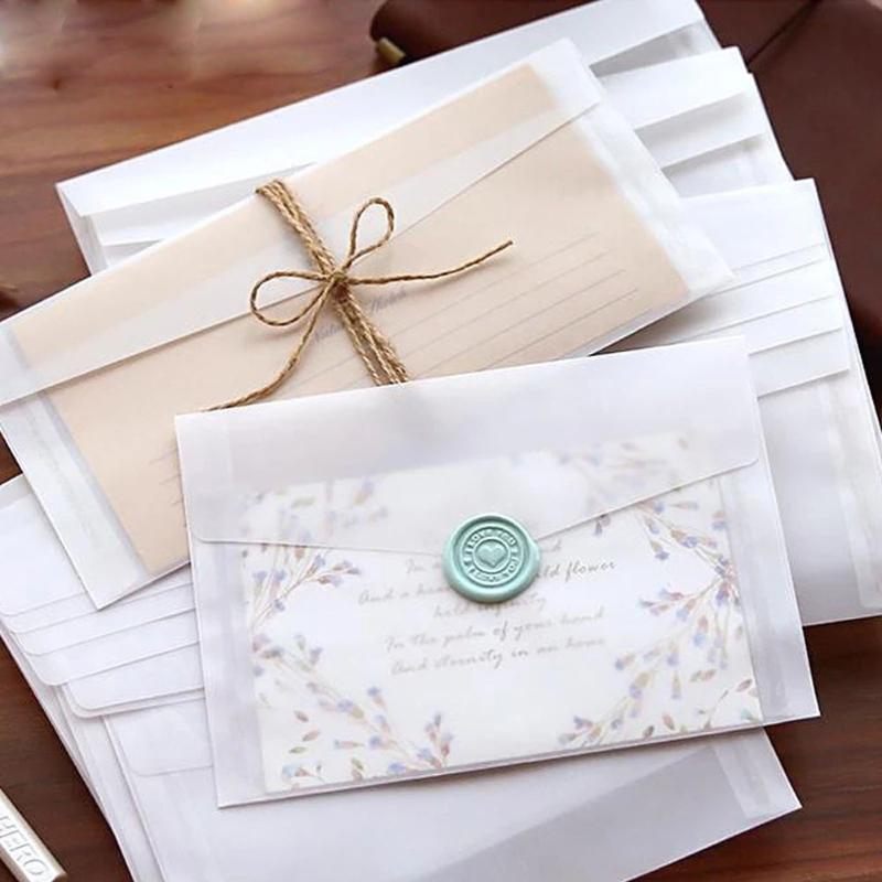 

Gift Wrap 10 Pcs Frosted Transparent Envelope Set Vintage Letter Paper Wedding Invitation Envelopes DIY Love Post Card Packing