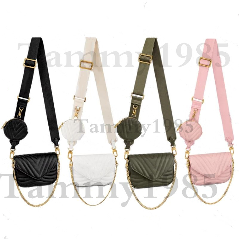 

New Fashion Bags Shoulder Bags two piece Designer NEW-WAVE handbags shoulders crossbody waist bag classic 2-pieces sets totes women chain purses, Red
