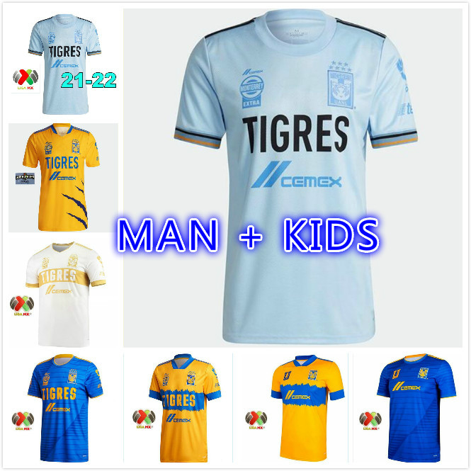 

Liga MX 2021 2022 Tigres Soccer Jerseys GIGNAC THAUVIN home away 3rd 20 21 22 football men and kids shirt, Black;yellow