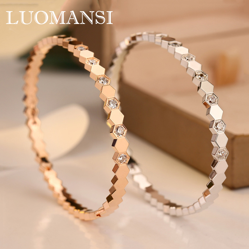 

Luomansi AU750 18k Gold Honeycomb Silver Bracelet Fashion Party for Women Fine-Jewelry Wholesale