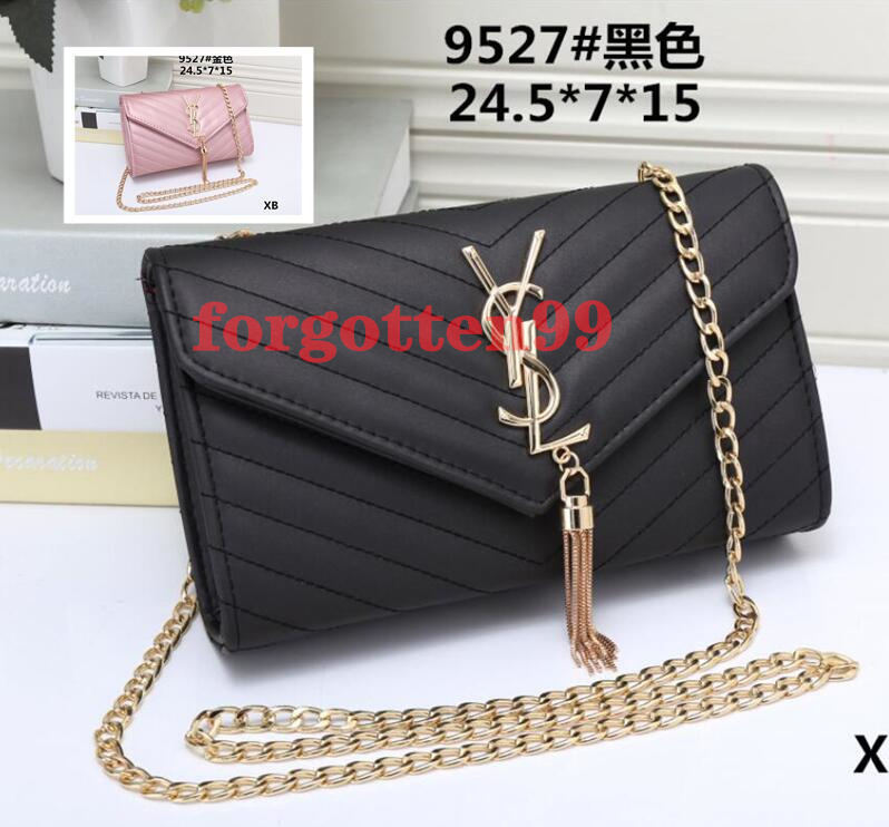 

47 sell ysl women high quality leather handbag chain bag Envelope Shoulder Bags Messenger Dinner bag tote Shopping bag, Black;brown