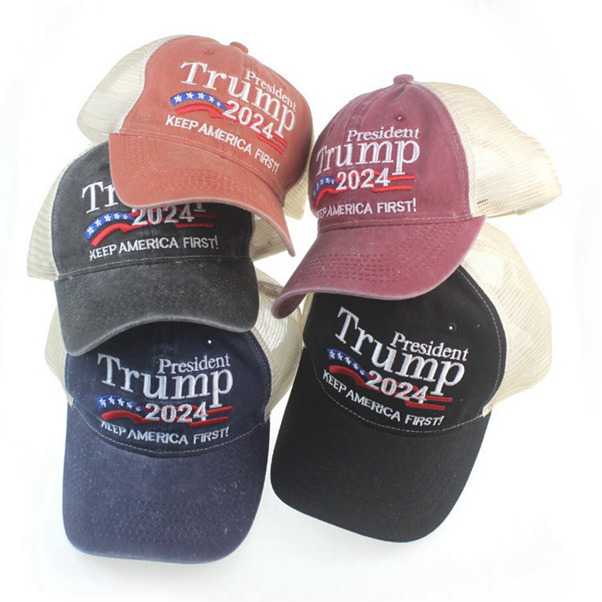 

Donald Trump 2024 Baseball Cap Patchwork Washed Outdoor Keep America First Hat Outdoor Sports Embroidered Trump Mesh Hats CYZ3069