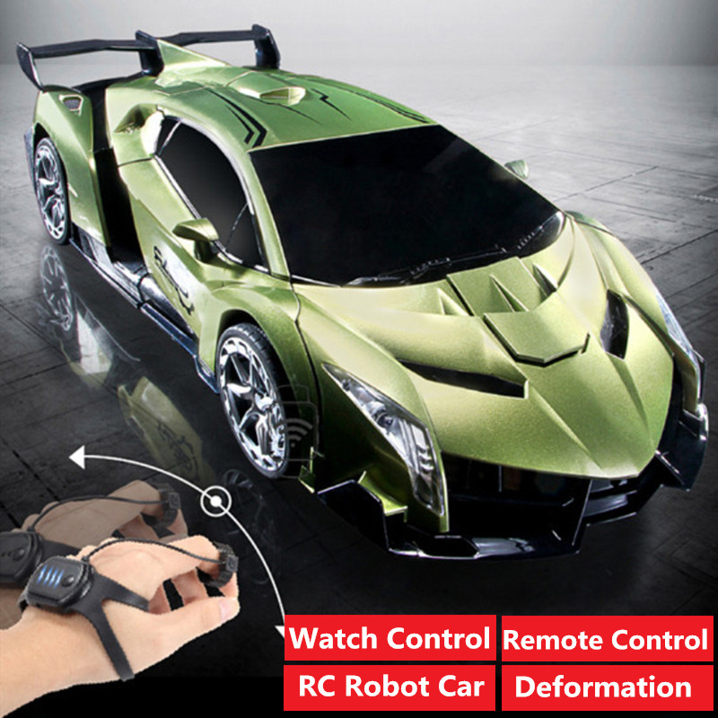 

Remote Control and Gesture Control Watch Control Car Toy One Key Deform robot car with music light kid gift toy touch sensing