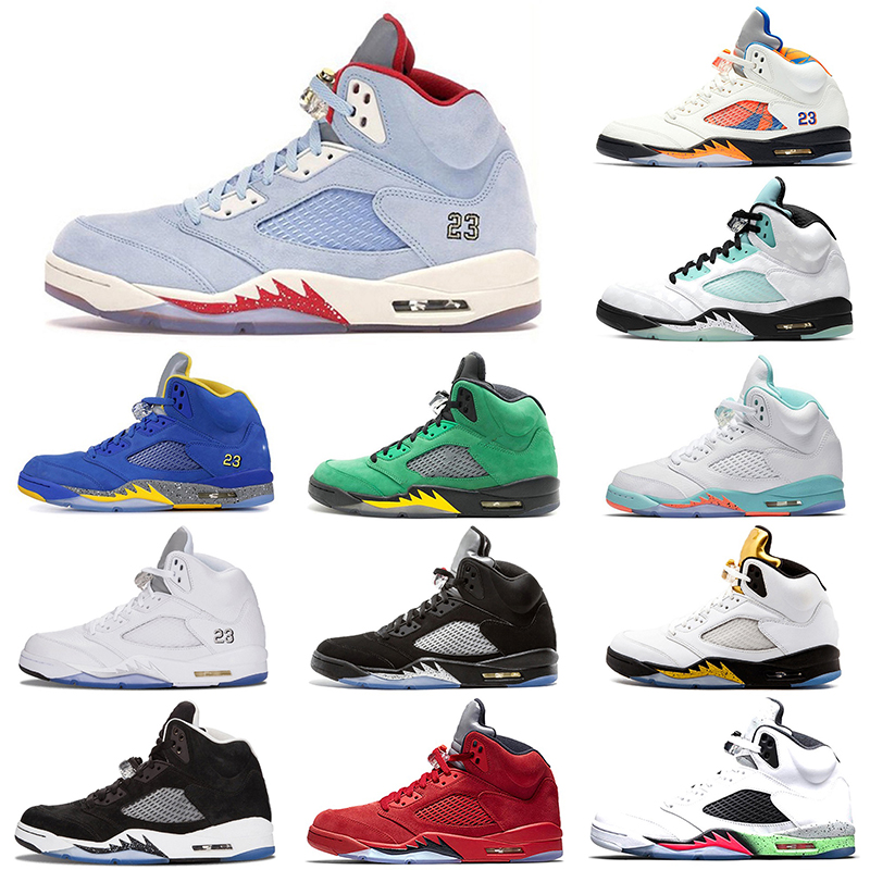 

Basketball shoes 5 Jumpman 5s men Red suede OG Black Metallic Space Jam Throphy Room what the Alternate Bel sports sneakers outdoor trainers size 40-46, Island green