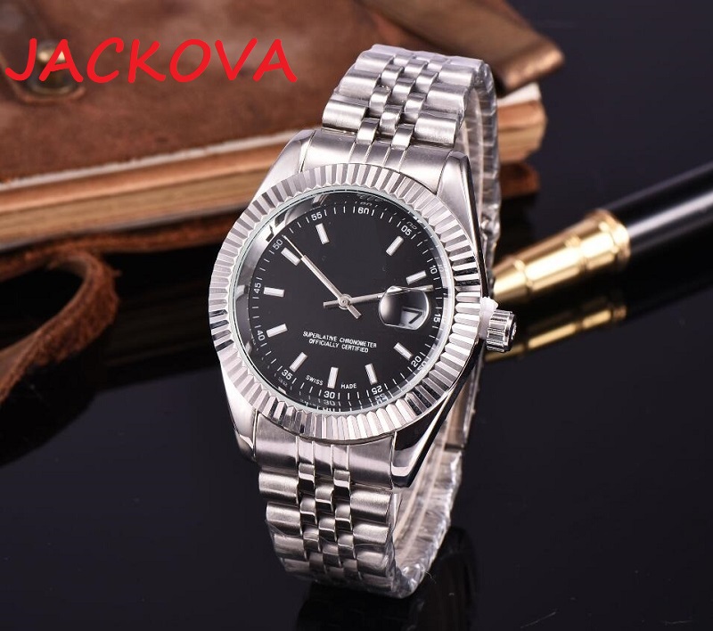 

Automatic Date Americ US Watches Luxury Fashion Men And Women Steel Band Quartz Movement Clock Gold Silver Leisure Wrist Watch, Slivery;brown