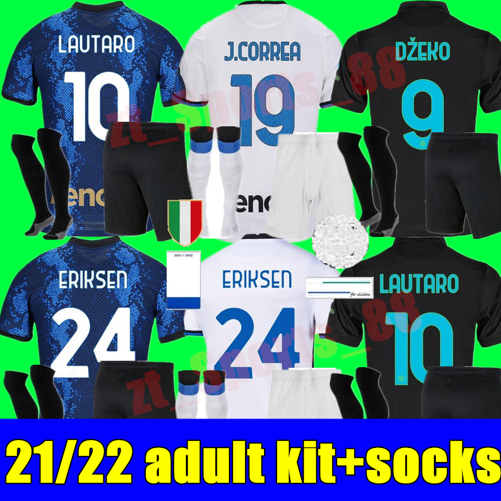 

adult kits INTER soccer jerseys VIDAL BARELLA MILAN LAUTARO ERIKSEN ALEXIS DZEKO CORREA 21 22 football shirt 2021 2022 uniforms men kit away third 3rd, 3rd+socks