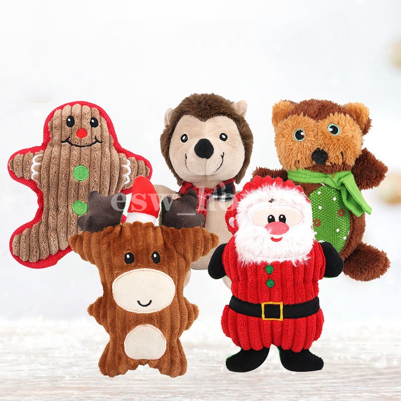 

Christmas Plush Interactive Dog Squeaky Toys Xmas Gift For Small Medium Large dogs Pet Suppliers Puppy Chew Toy