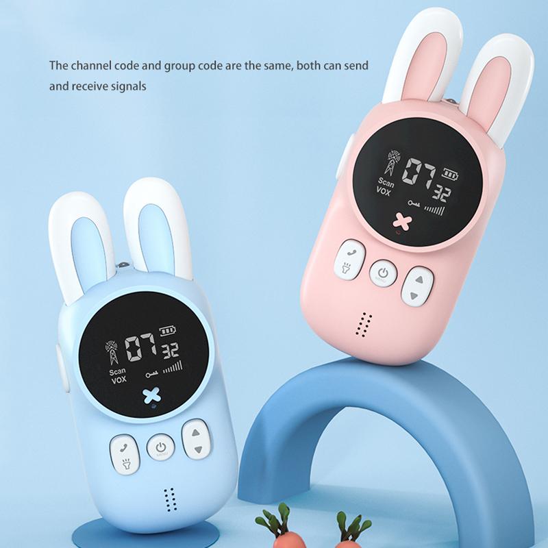 Walkie Talkie Children's Kids Mini Toys Handheld Transceiver 3KM Range UHF Radio Lanyard Interphone For Birthday Gift 2pcs Set-image-719941560