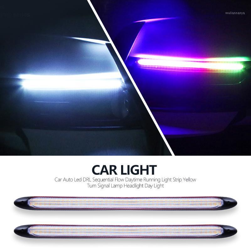 

Emergency Lights 2pcs Auto Led DRL Daytime Running Light Strip With Yellow Turn Signal Lamp Car Headlight Sequential Flow Day 12V Universal