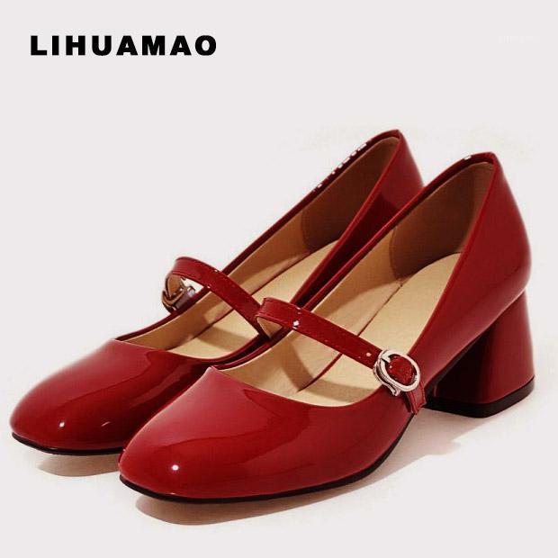 

Dress Shoes LIHUAMAO Mary Jane Women Block Heel Ankle Strap Sexy Ladies Pumps Fashion Party Wedding1, Black