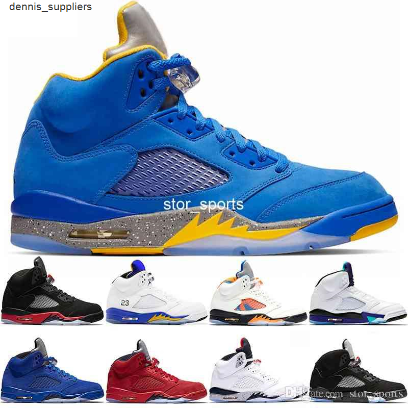 

Laney 5s Men Basketball Shoes 5 Bred International Flight Blue Red Suede White Cement OG Metallic Black Designer Sport Sneaker Size40-47