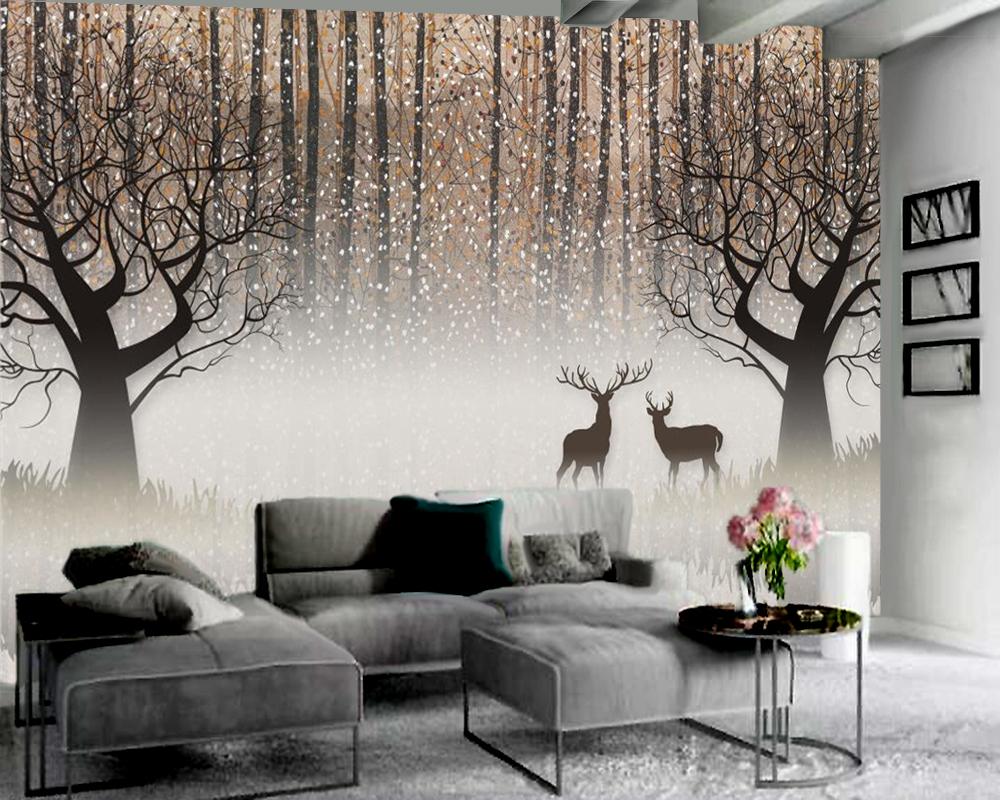

Fantasy Forest Spirit Deer 3d Wallpaper Wall Painting Indoor TV Background Decoration Animal Wallpapers, As pic