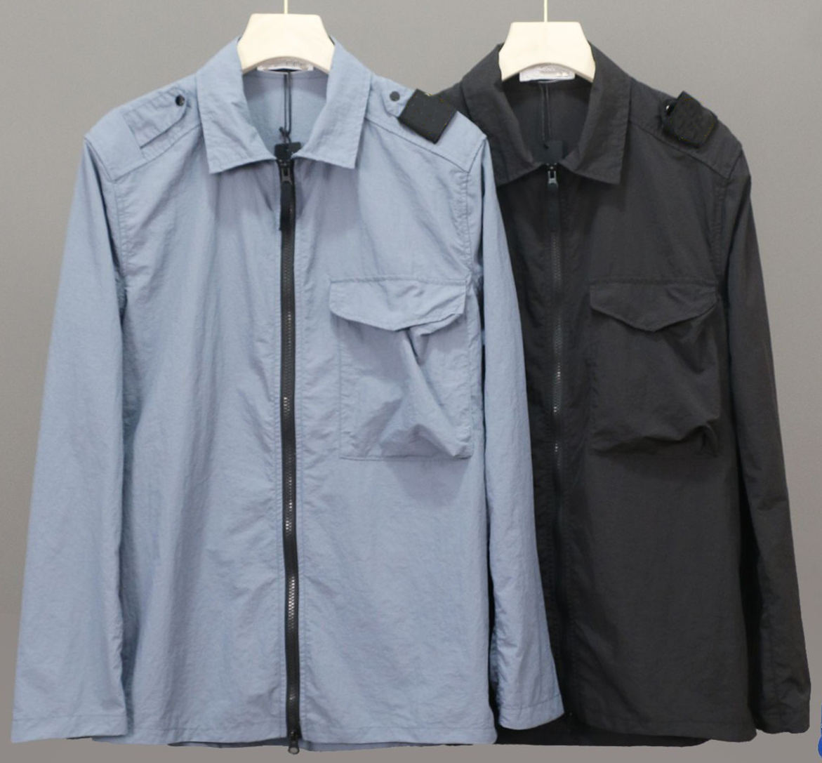 

Men And Women Nylon Island Lapel Jacket Embroidered Armband Jackets YKK Zipper Stone Designer Outerwear CPT10180, Black;brown