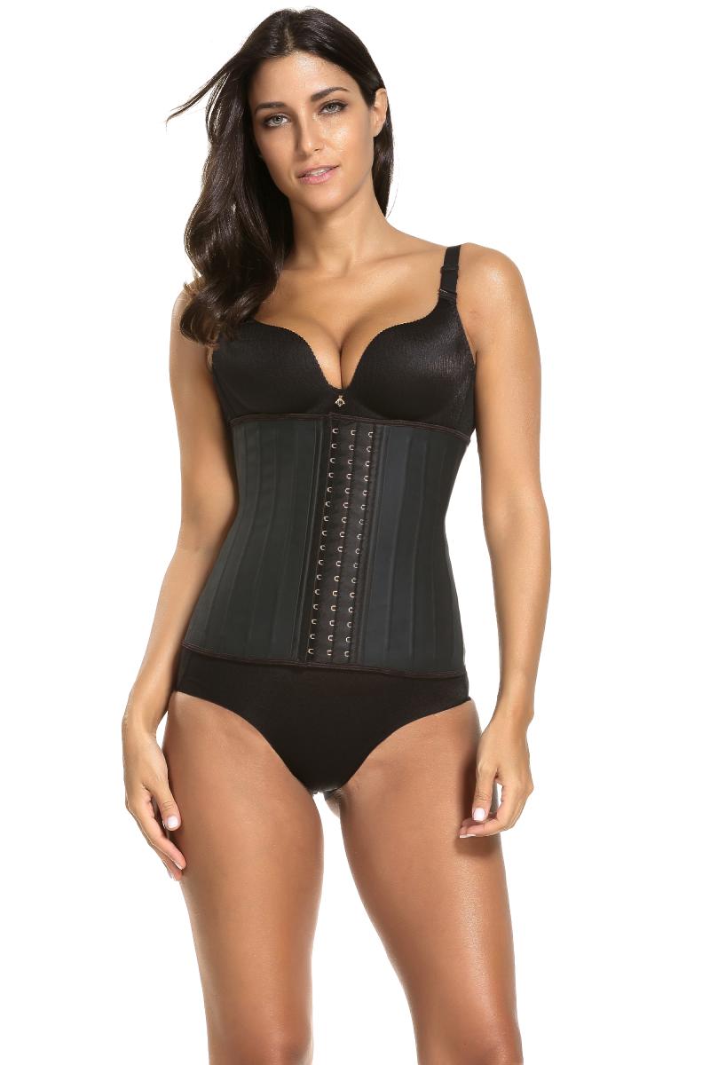 

Women' Shapers 25 Steel Bones Latex Waist Trainer For Women Weight Loss Hourglass Firm Slimming Body Shaper Cincher Corset, Black