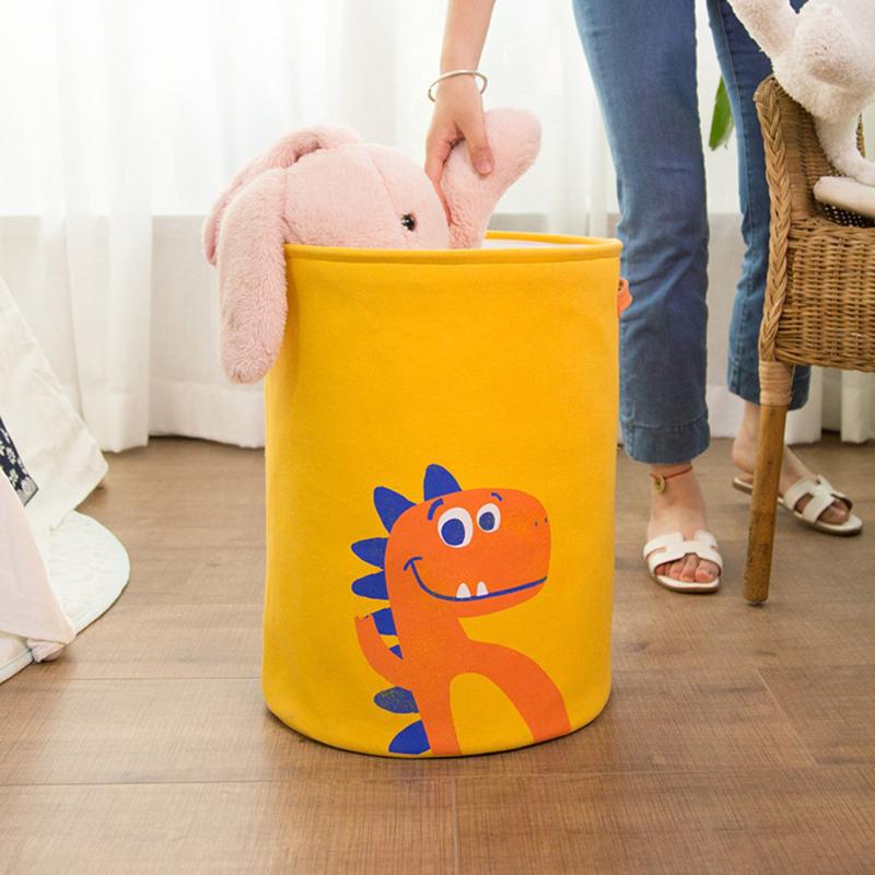 

Large Drawstring Linen Cotton Storage Baskets Bucket Shape Toys Basket Dirty Clothes Laundry & Organization