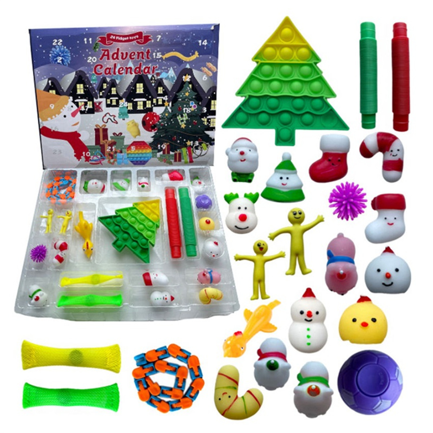 

DHL SHIP 24pcs/Set Christmas Fidget Toy Xmas Countdown Calendar Blind Boxes Sensory Pack Advent Calendars Christma Box T0903