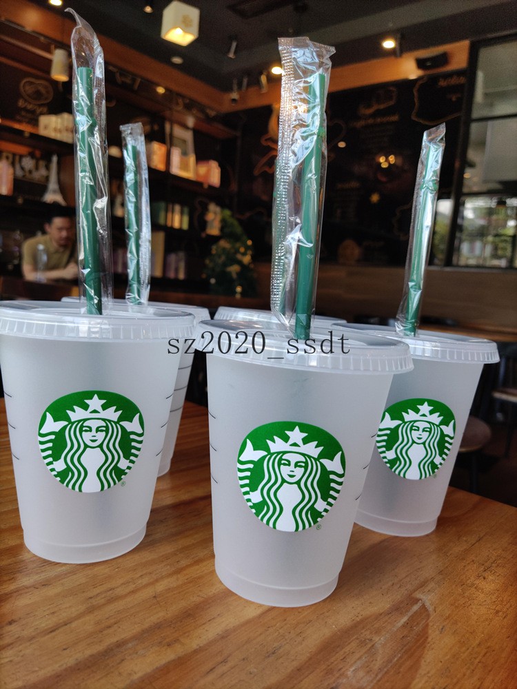 

16OZ/473ML Starbucks reusable cold drink cup with lid and straw, Customize