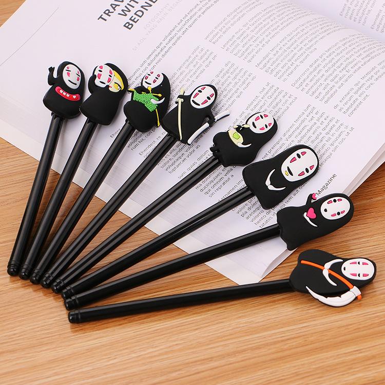 

6pcs Cartoon Faceless Male All Black Gel Pen Japanese Stationery Water Pens Cute Things Gift For Office