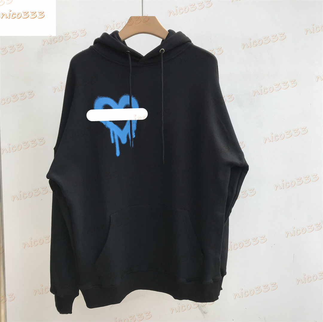 

21ss mens hoodies heart-shaped spray city letter printing pattern white purple blue men and women size s-2xl, Black