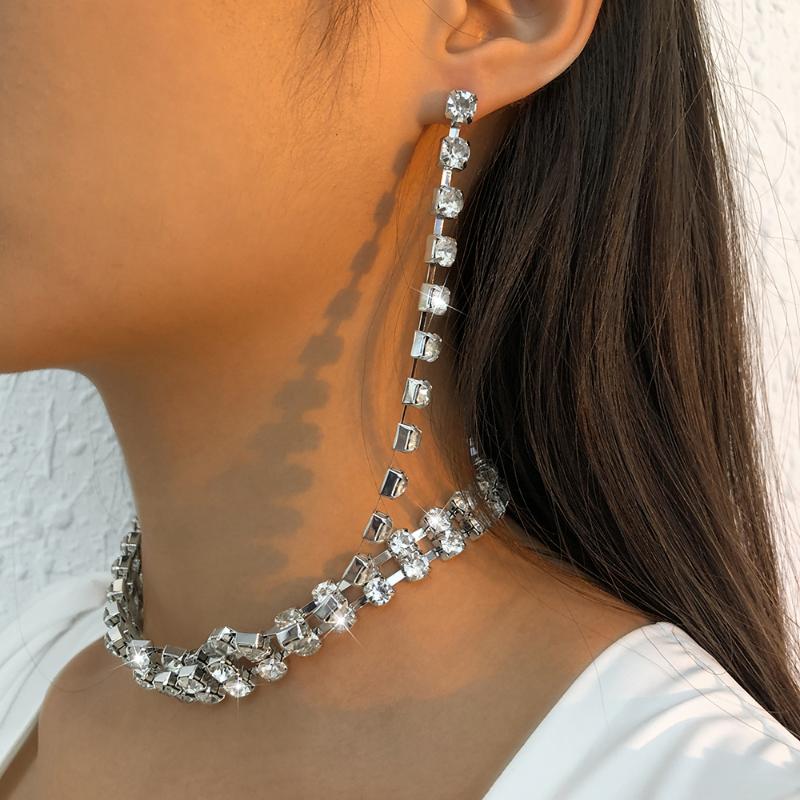 

Chains Lalynnly Personality Exaggerated Necklace Set For Women Girls Crystal Neck Jewelry Female Party Wholesale Statement Gifts N9681