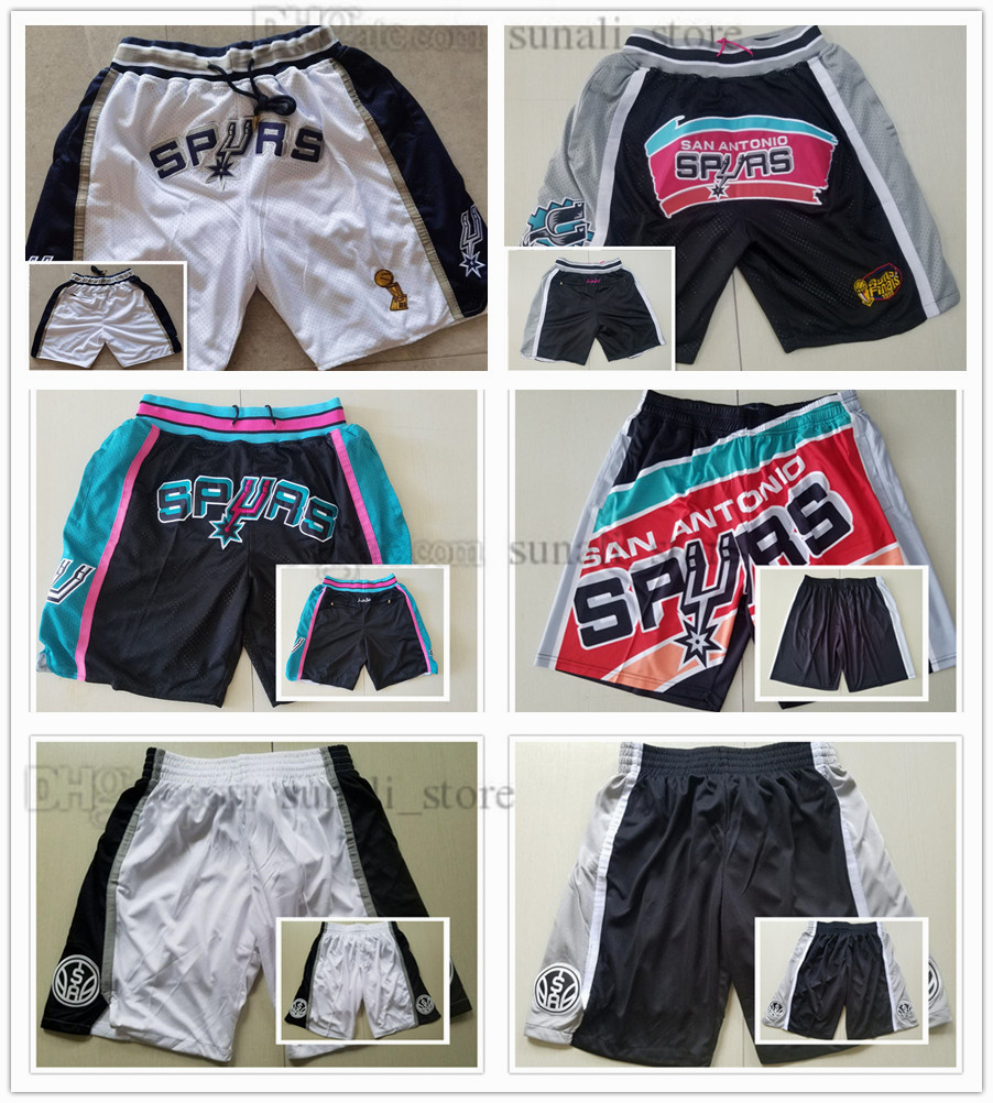 

The 1998-99 Finals Tim Duncan David Robinson Basketball Shorts Just Don Sports Pants Pocket Zipper Men Derrick White Dejounte Murray Short Team Black Pant