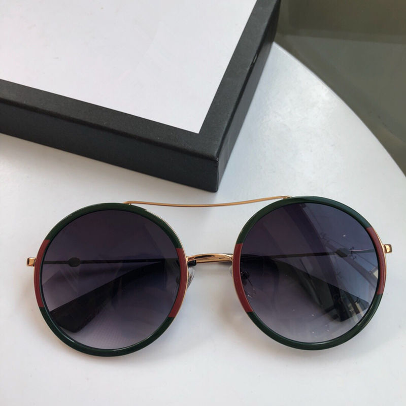 

Round full-frame retro sunglasses, thin edges and light metal temples, ladies glasses, exquisite and luxurious design sunglasses 0061 G