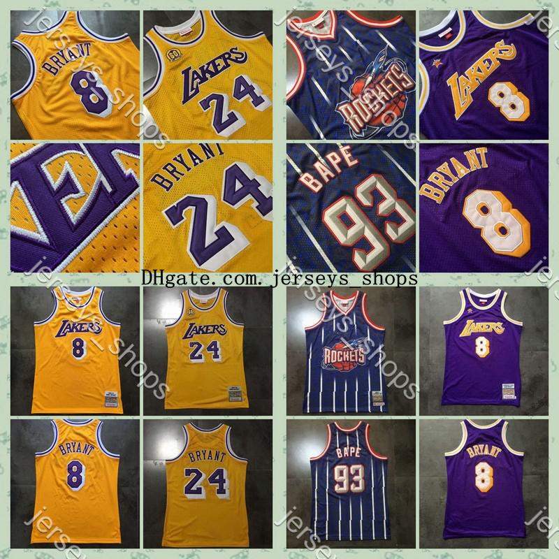 

Mens Lakers Kobe Bryant Rockets BAPE 93 Stitched 1998 ALL- ATAR Mitchell & Ness Swingman Basketball Jersey camisetas, Black;red