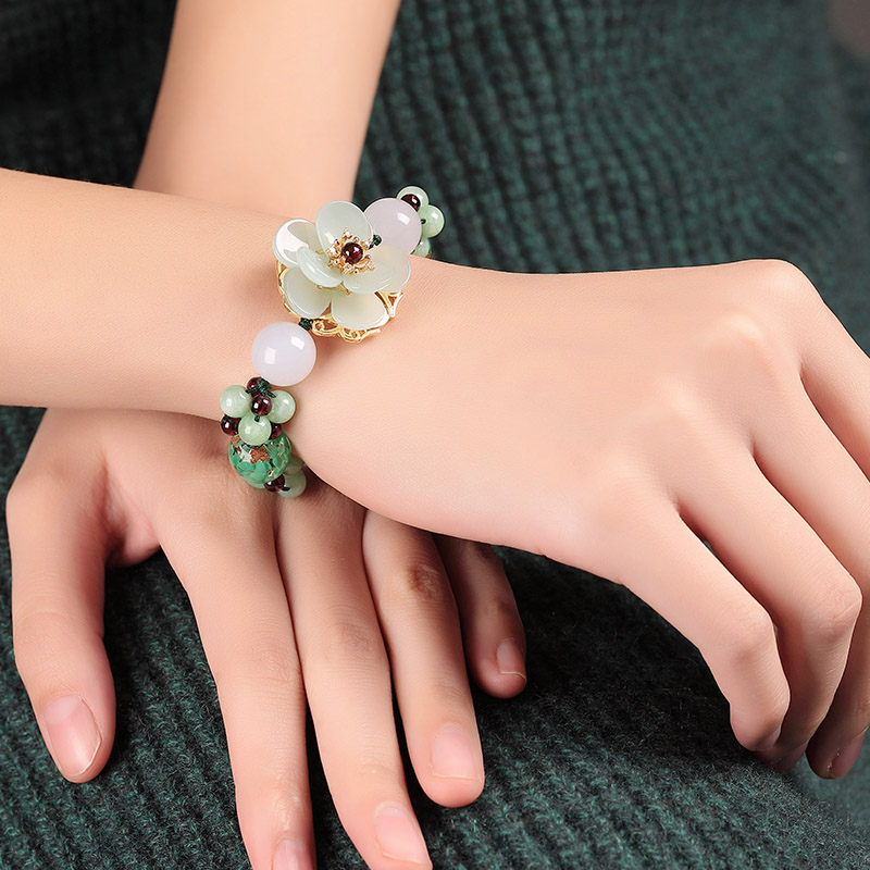 Xianlan055 Antique Glass Flower Bracelet Chinese Wind Agate Garnet Series Of Small And Pure And Fresh, Restoring Ancient Ways Is H-image-706264281