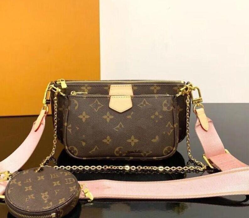 

WITH DATE Code women handbags Multi pochette accessoires Designer bag Genuine Leather purses handbag favorite 3pcs pochettes accessories crossbody shoulder bags, Box+certificate+dust bag